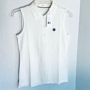 Tory Burch Sport White Performance Pique Sleeveless Polo Size XS 17197